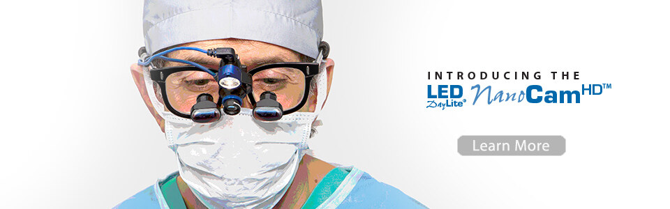 Surgeon wearing Designs for Vision loupes with a matched LED headlight