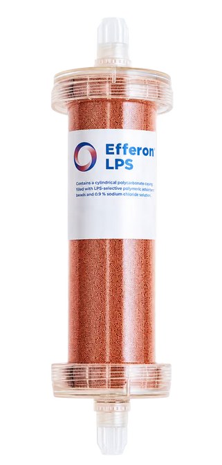 Efferon LPS haemoperfusion cartridge filled with sorbent