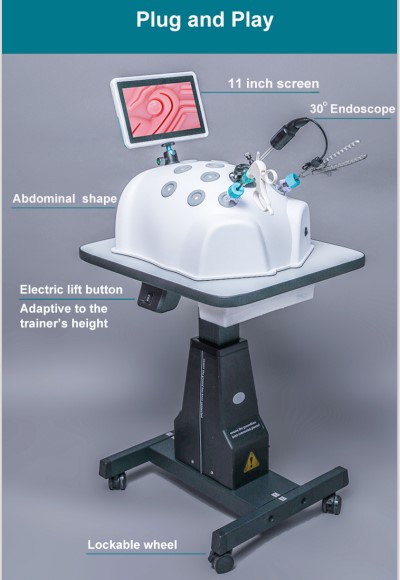 Medi-Lap trainer plug and play setup with camera and screen connection